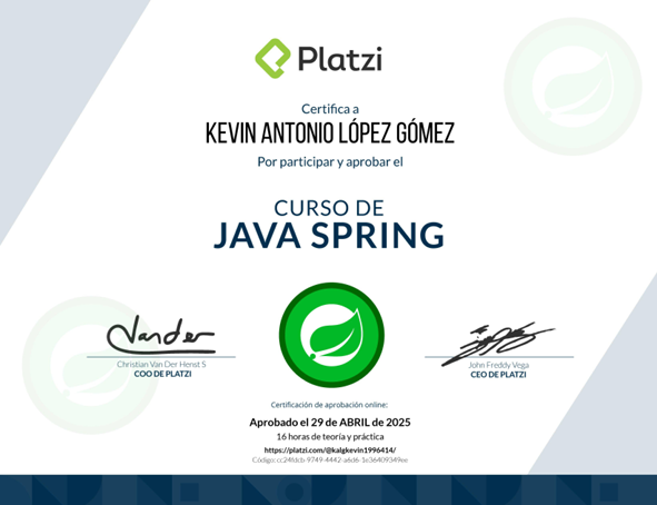 Certificado Java Spring
